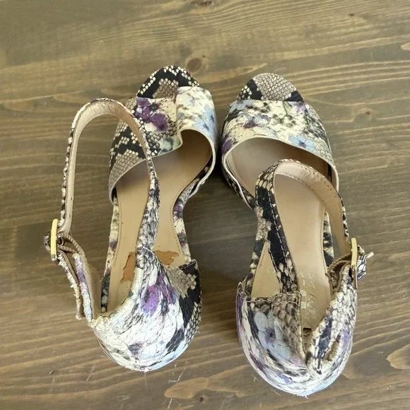 Vince Camuto Womens 10M Floral‎ Reptile Ciestie Cork Platform Heels - Picture 8 of 10